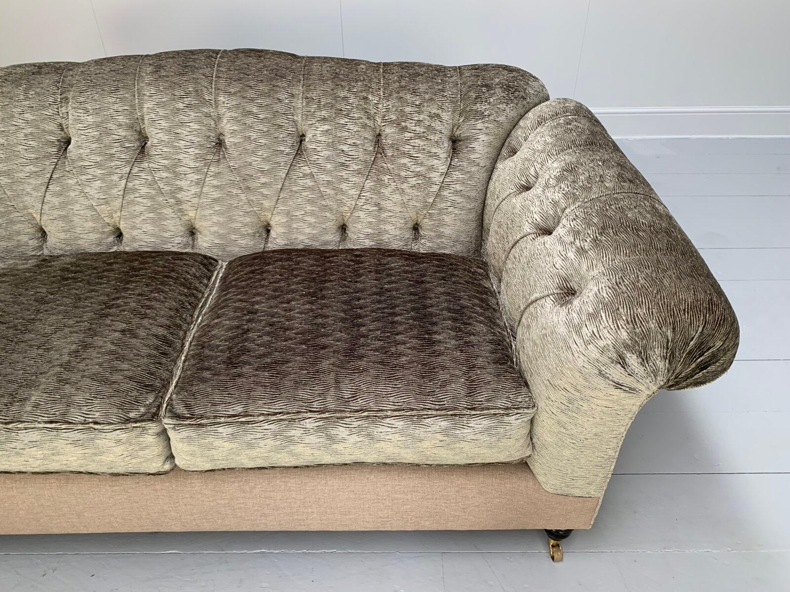 Bespoke “Chesterfield” 2.5-Seat Sofa – In Romo “Zinc” Chenille & Linen For Sale 5