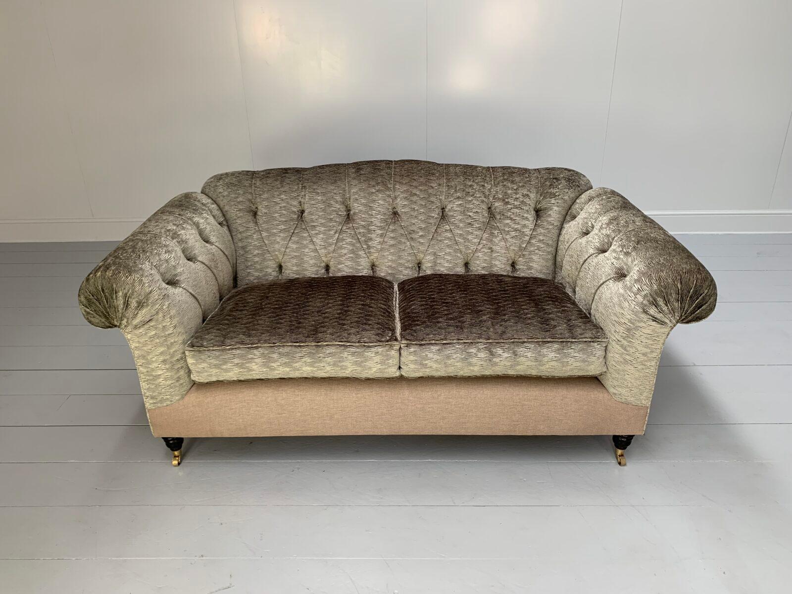 Bespoke “Chesterfield” 2.5-Seat Sofa – In Romo “Zinc” Chenille & Linen For Sale 1