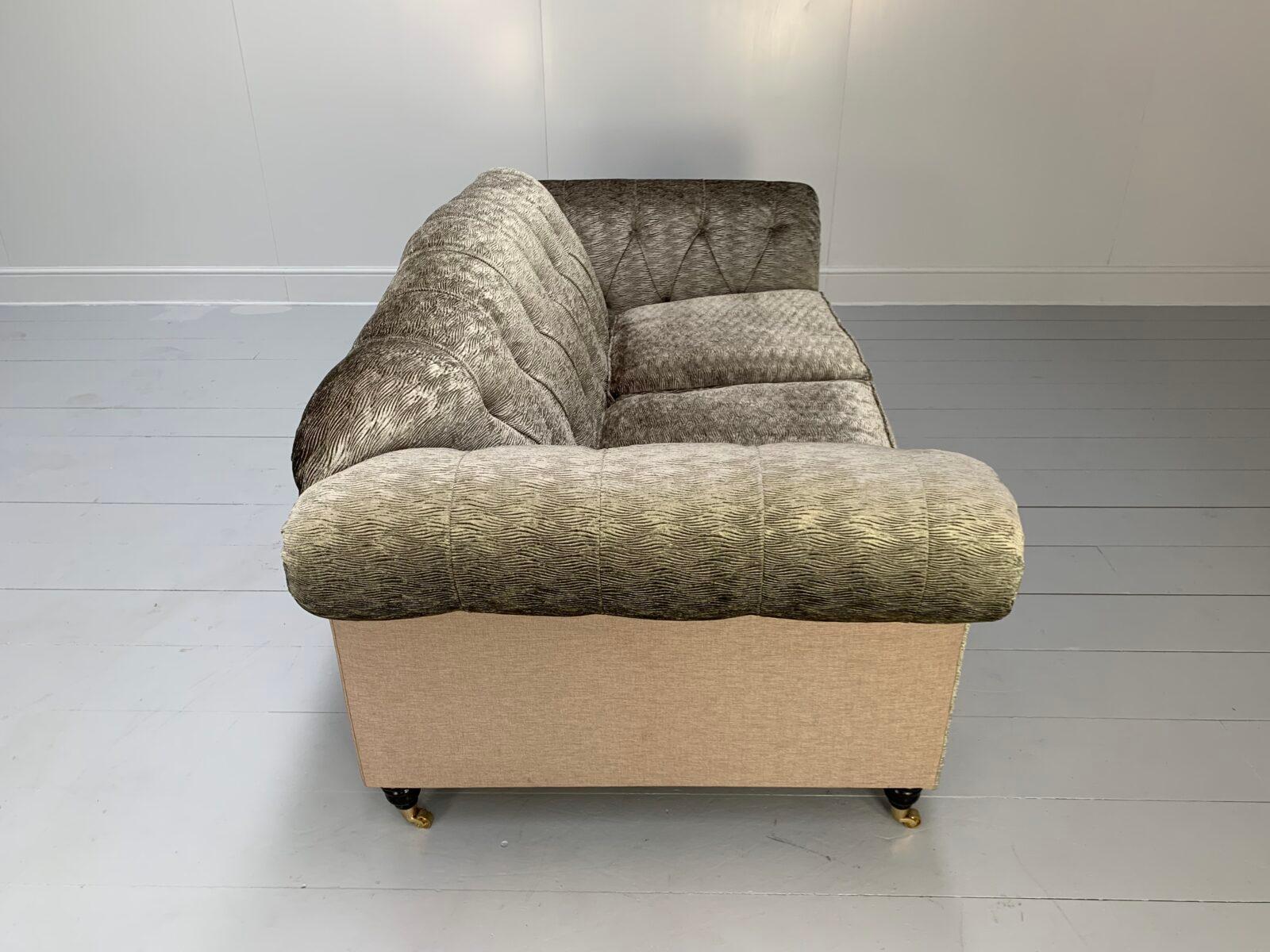 Bespoke “Chesterfield” 2.5-Seat Sofa – In Romo “Zinc” Chenille & Linen For Sale 2