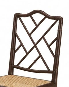 Bespoke Chinese Chippendale Dining Chair in Carved Faux Bamboo and Rattan