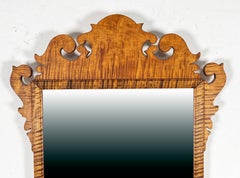Bespoke Chippendale Style Wall Mirror in Tiger Maple by Armand LaMontagne