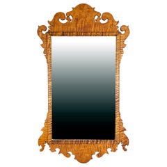 Bespoke Chippendale Style Wall Mirror in Tiger Maple by Armand LaMontagne