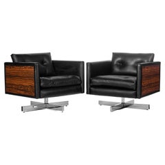 Mid Century Club Chairs with Rosewood Stylized Sides after Milo Baughman, 1960s