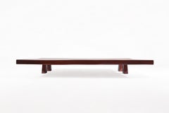 Bespoke Low Table, Antique Hardwood Slab and Wood Bases, by P. Tendercool