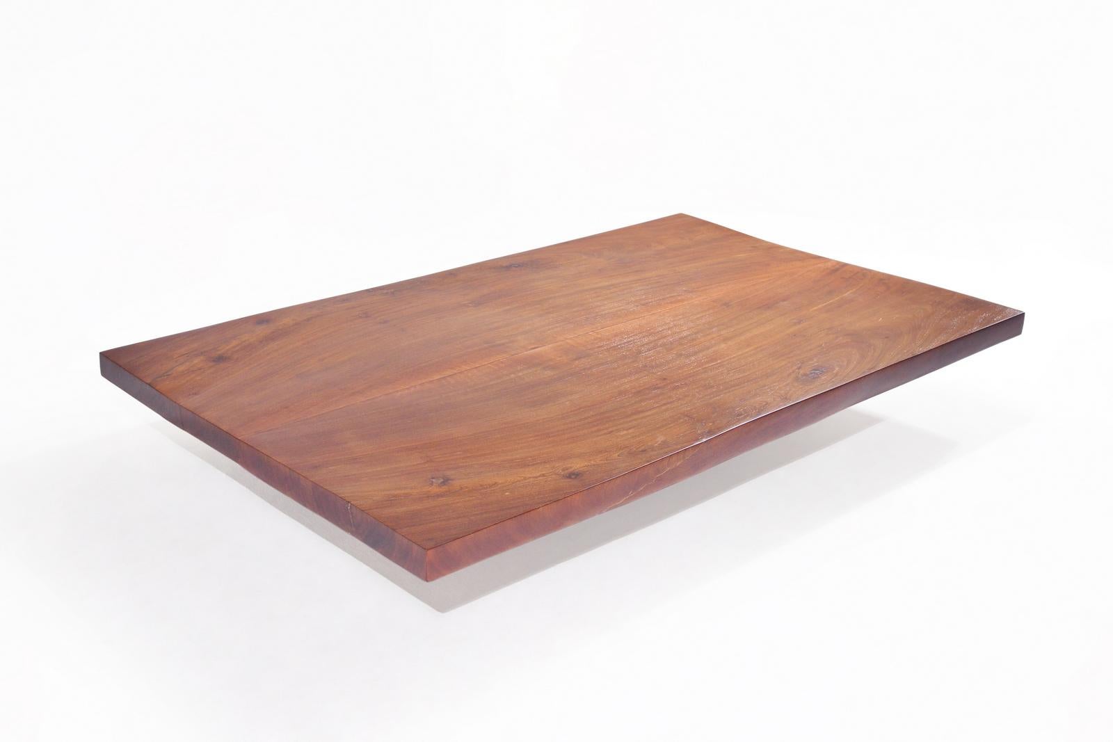 Thai Bespoke Low Table, Antique Hardwood Slab and Wood Bases, by P. Tendercool For Sale