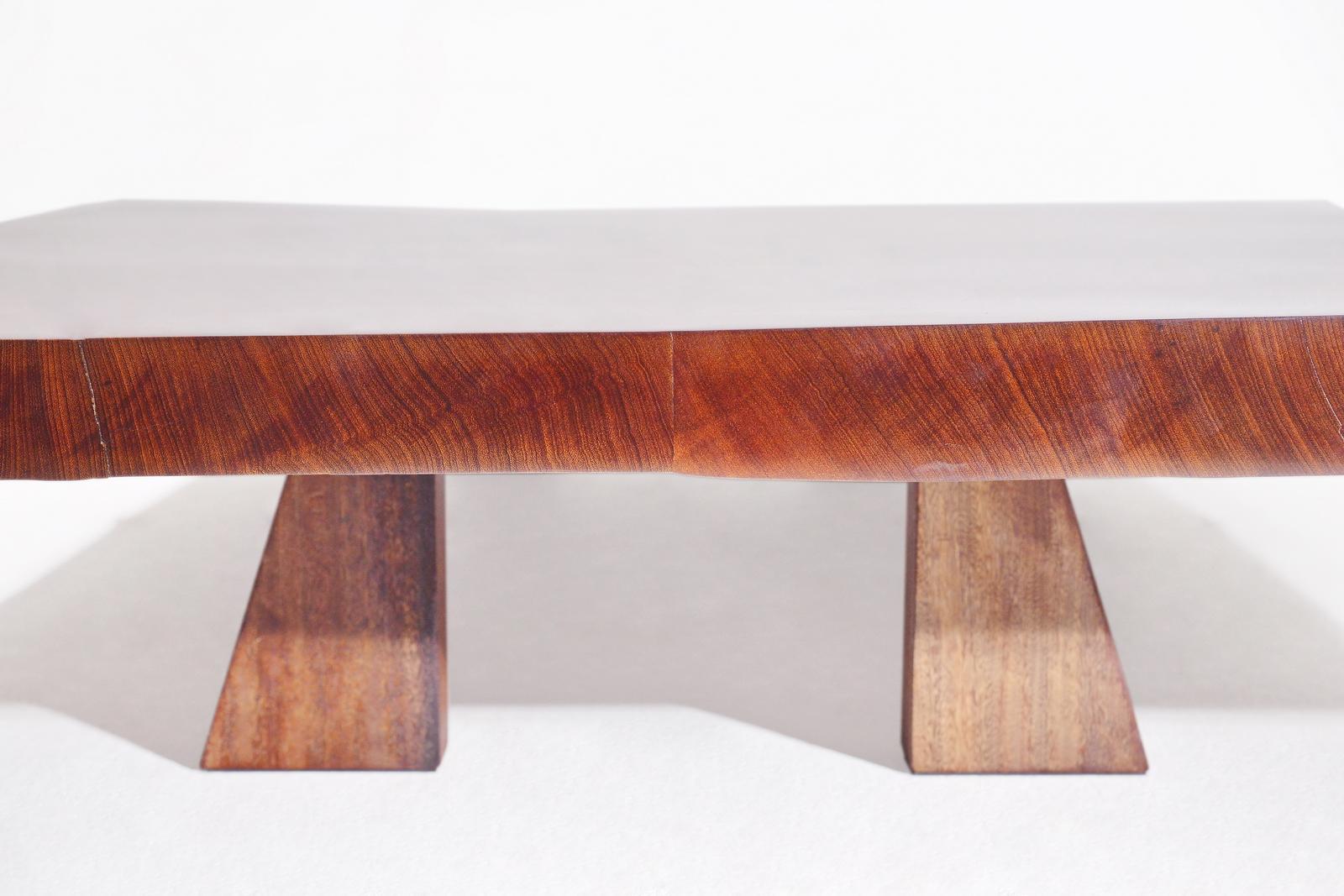 Bespoke Low Table, Antique Hardwood Slab and Wood Bases, by P. Tendercool For Sale 1