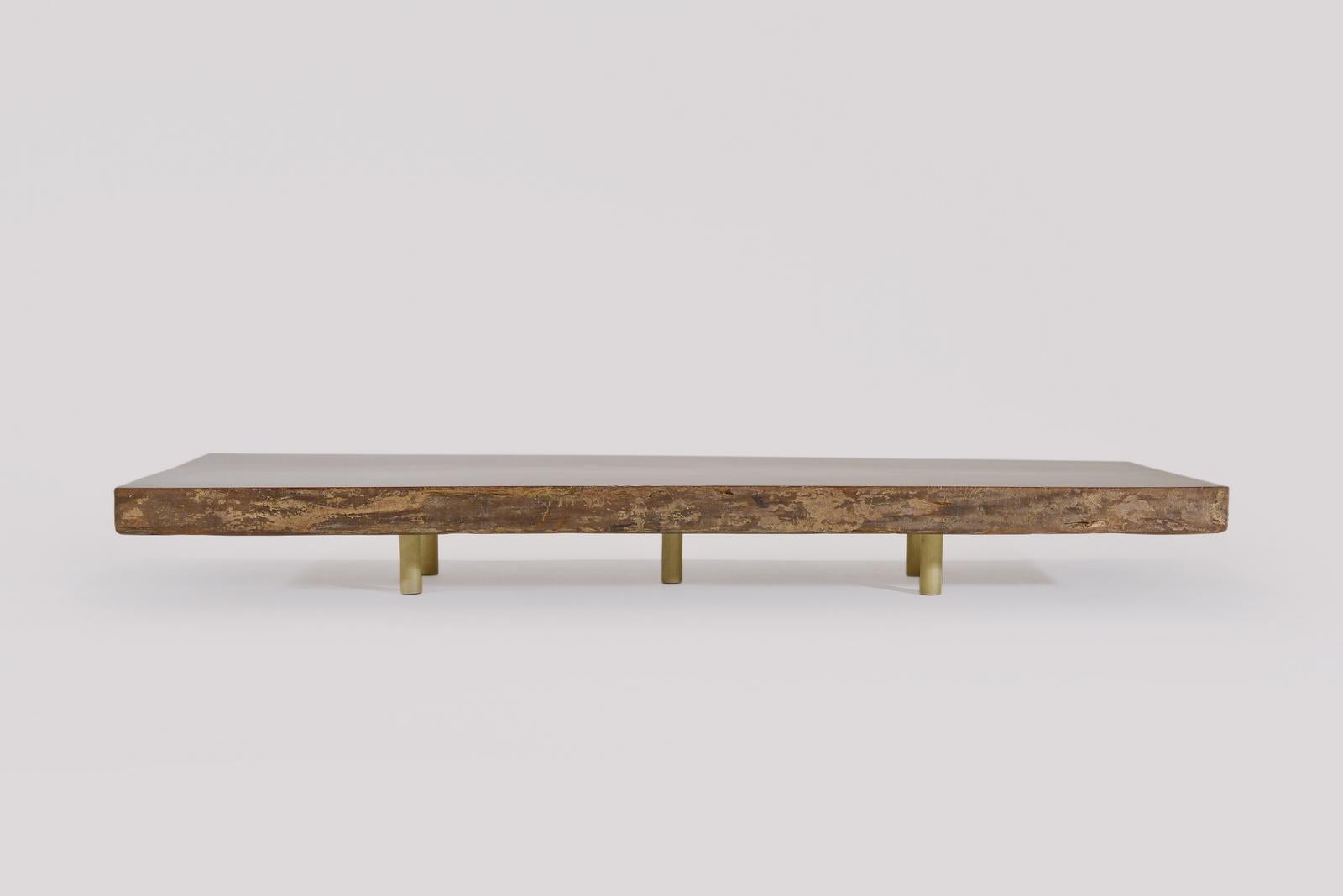 Cast Bespoke Coffee Table, Slab of Antique Hardwood by P. Tendercool For Sale