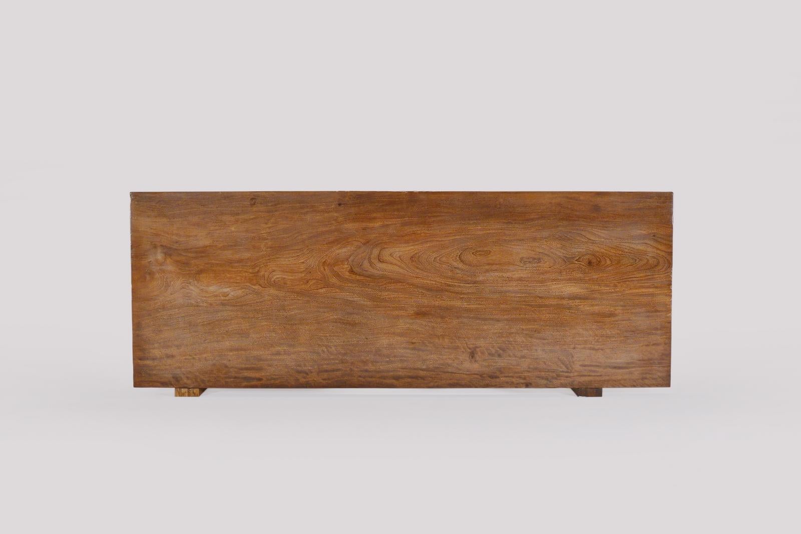 Bespoke Coffee Table, Slab of Antique Hardwood by P. Tendercool In New Condition For Sale In Bangkok, TH