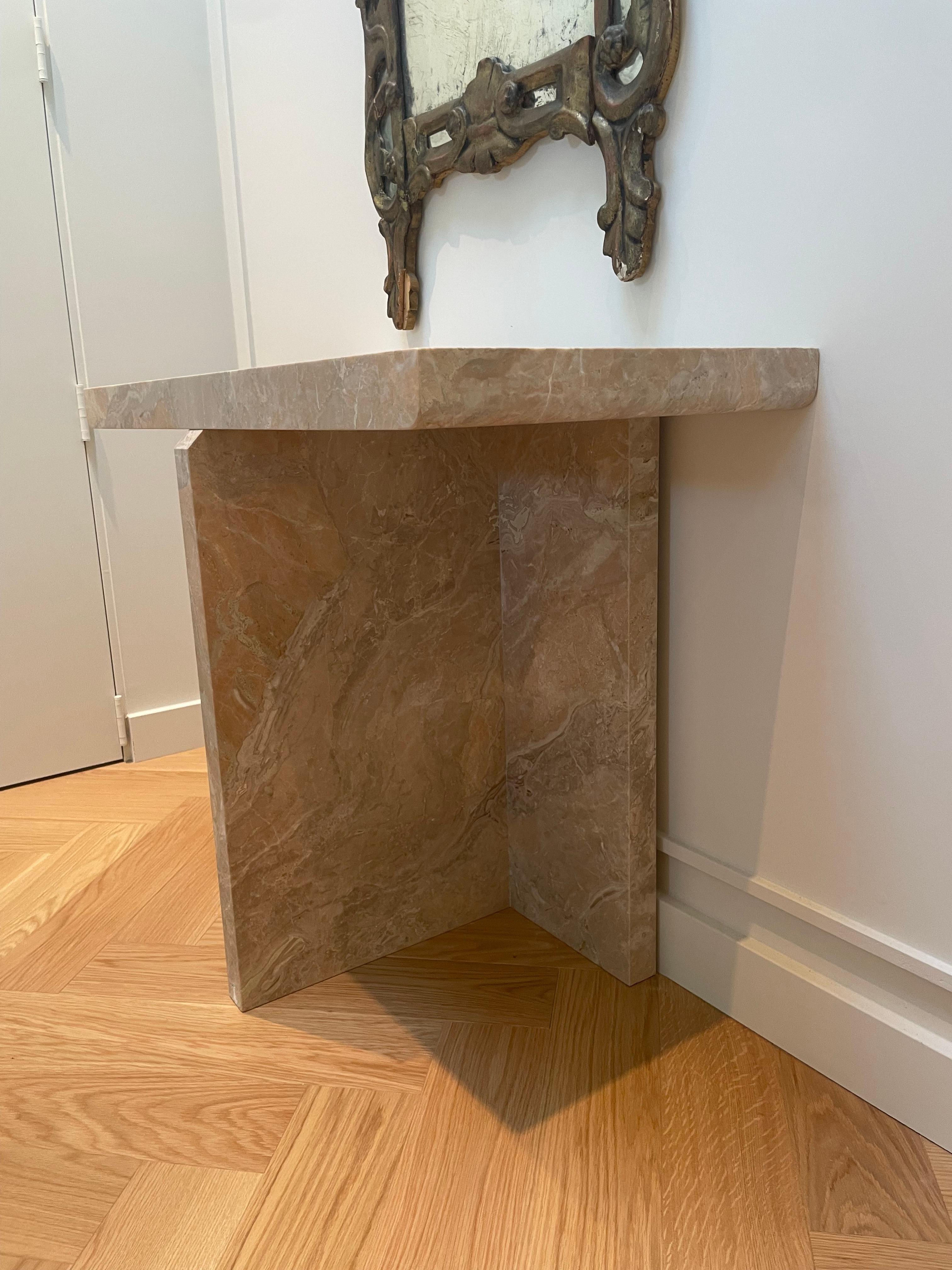 pink marble console table