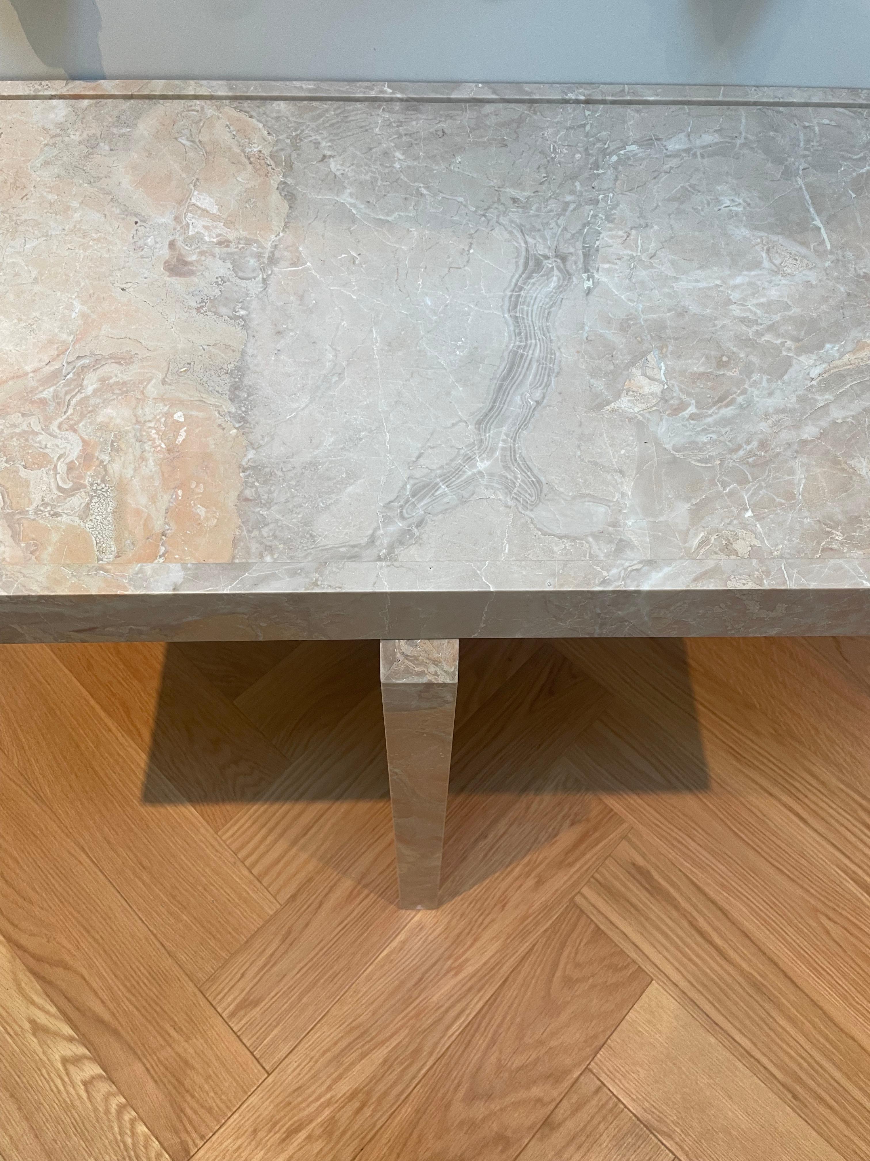 American Console Table in Blushed-toned pink Marble  For Sale