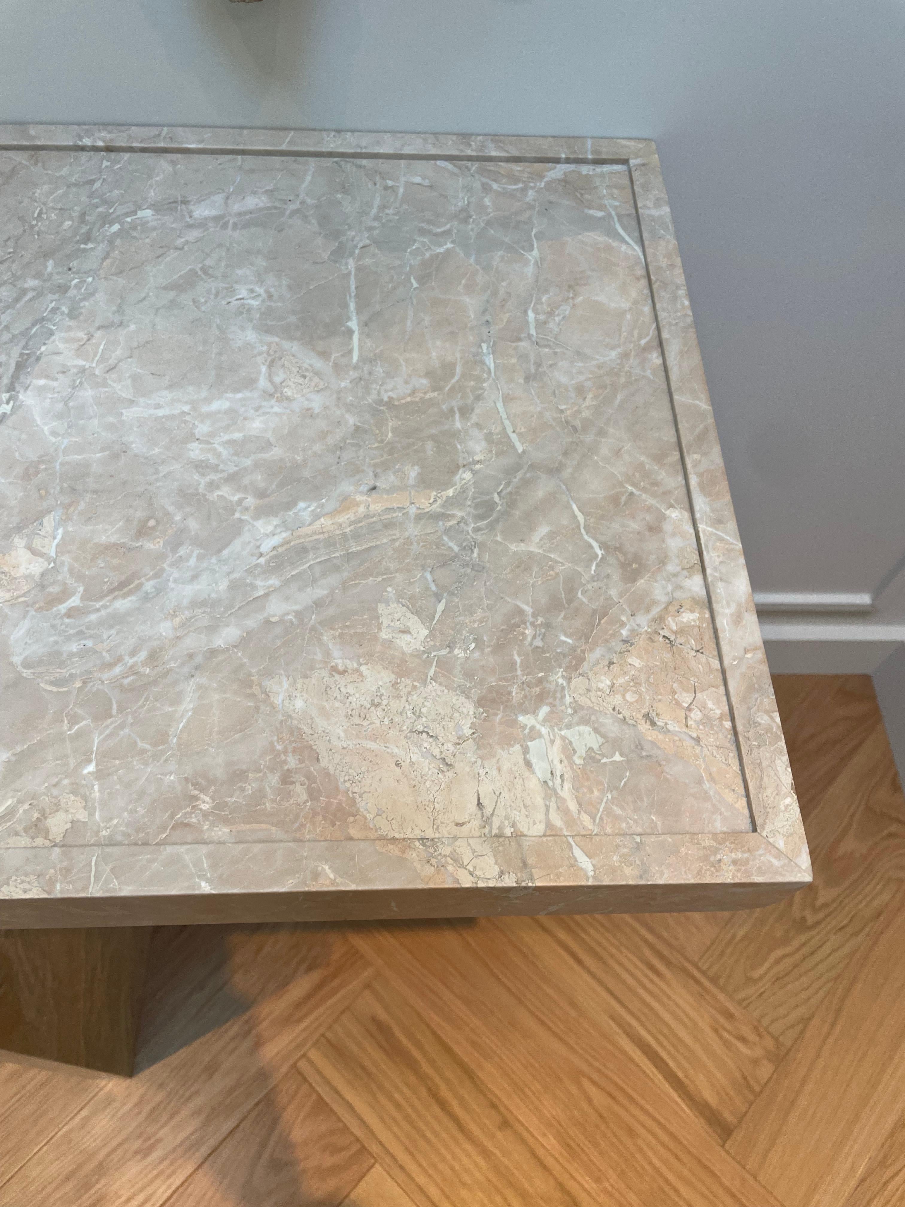 Console Table in Blushed-toned pink Marble  In Excellent Condition For Sale In West Hollywood, CA