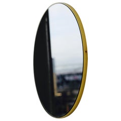 Orbis Black Tinted Round Contemporary Mirror with a Brass Frame - Oversized
