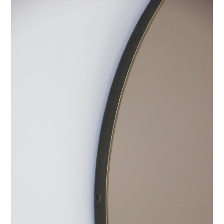 Orbis Bronze Tinted Round Mirror with Bronze Patina Frame, Large For