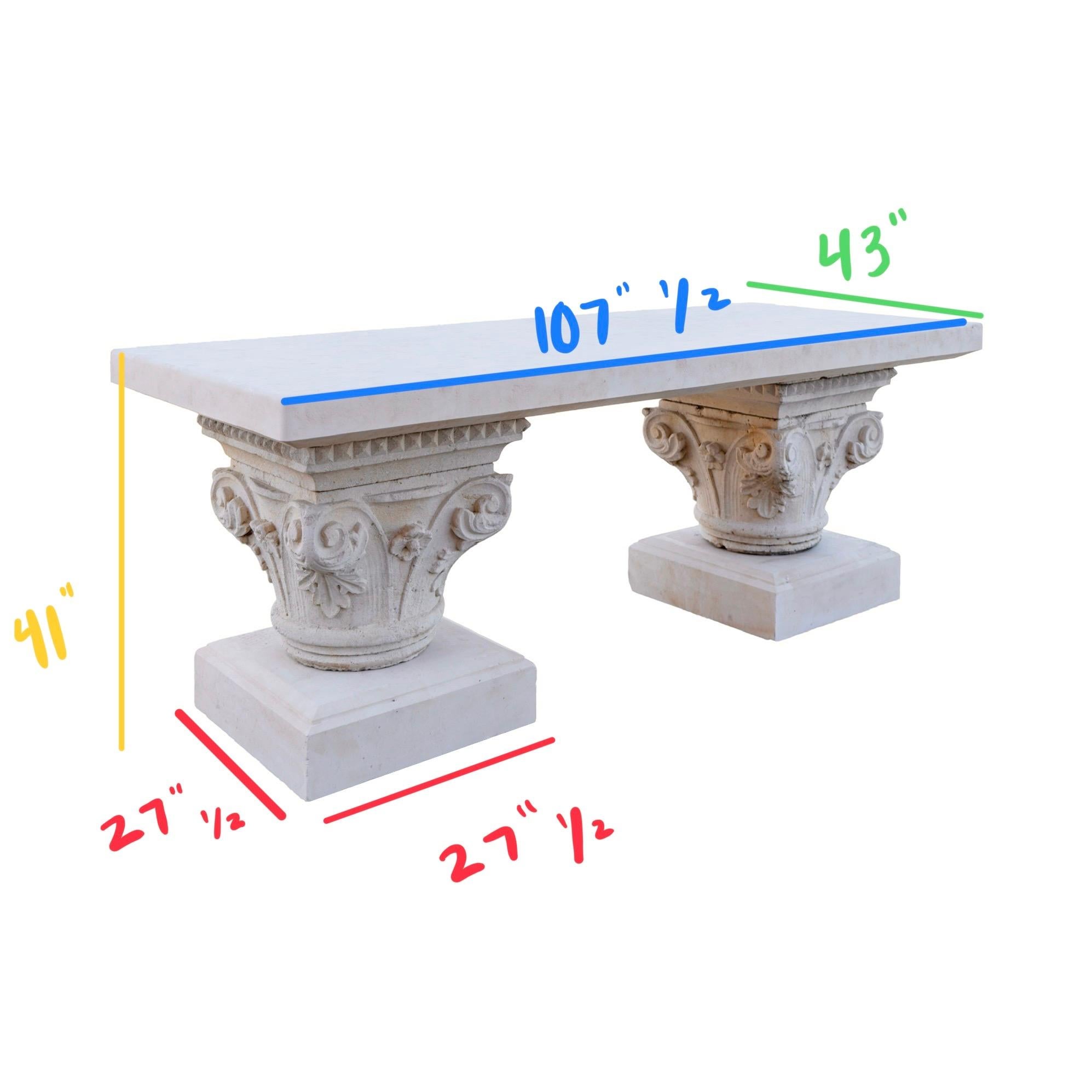 Bespoke Contemporary French Limestone Table with Antique Pillars 5