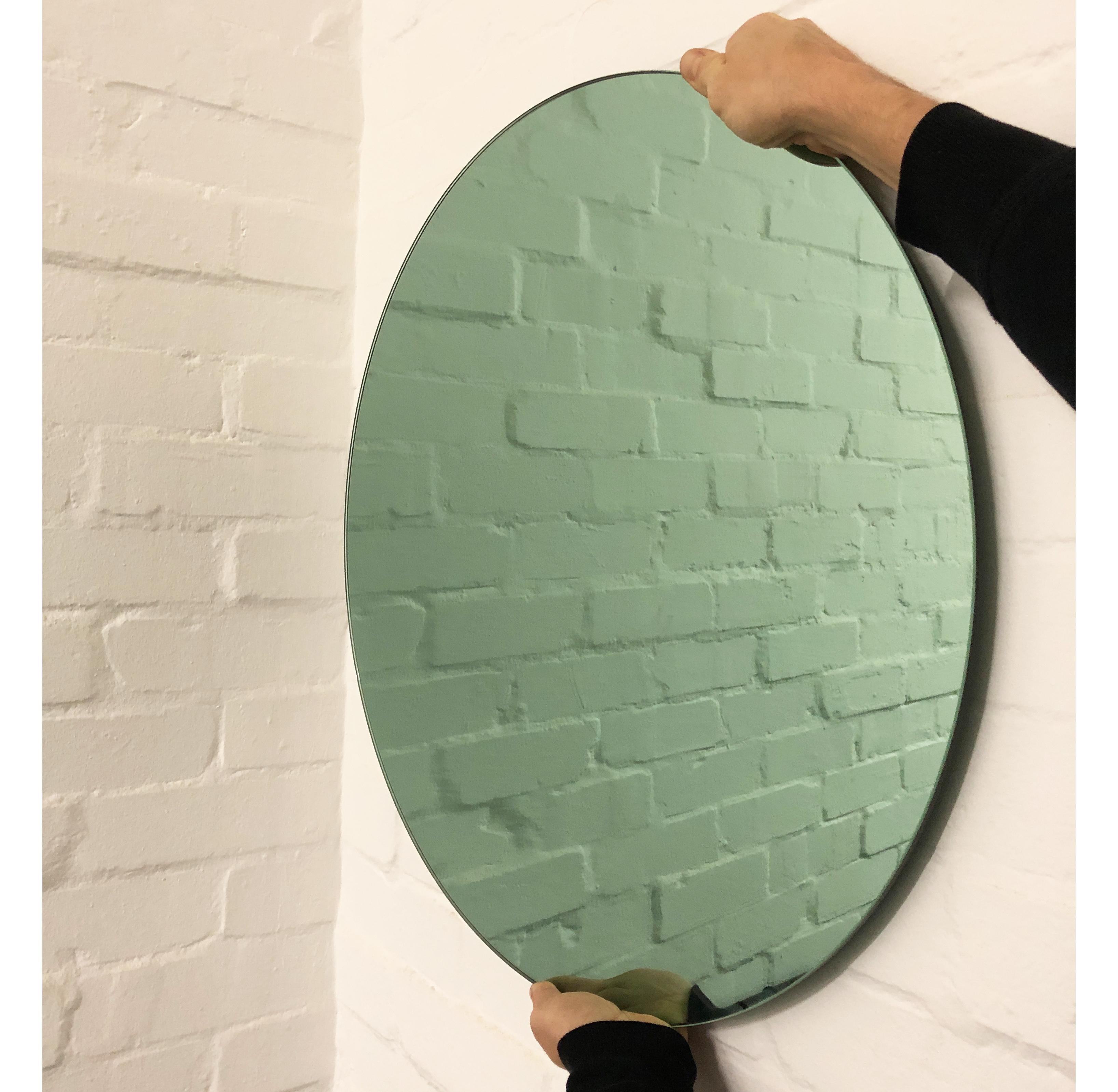 British Orbis™ Green Tinted Round Frameless Minimalist Bespoke Mirror - Large