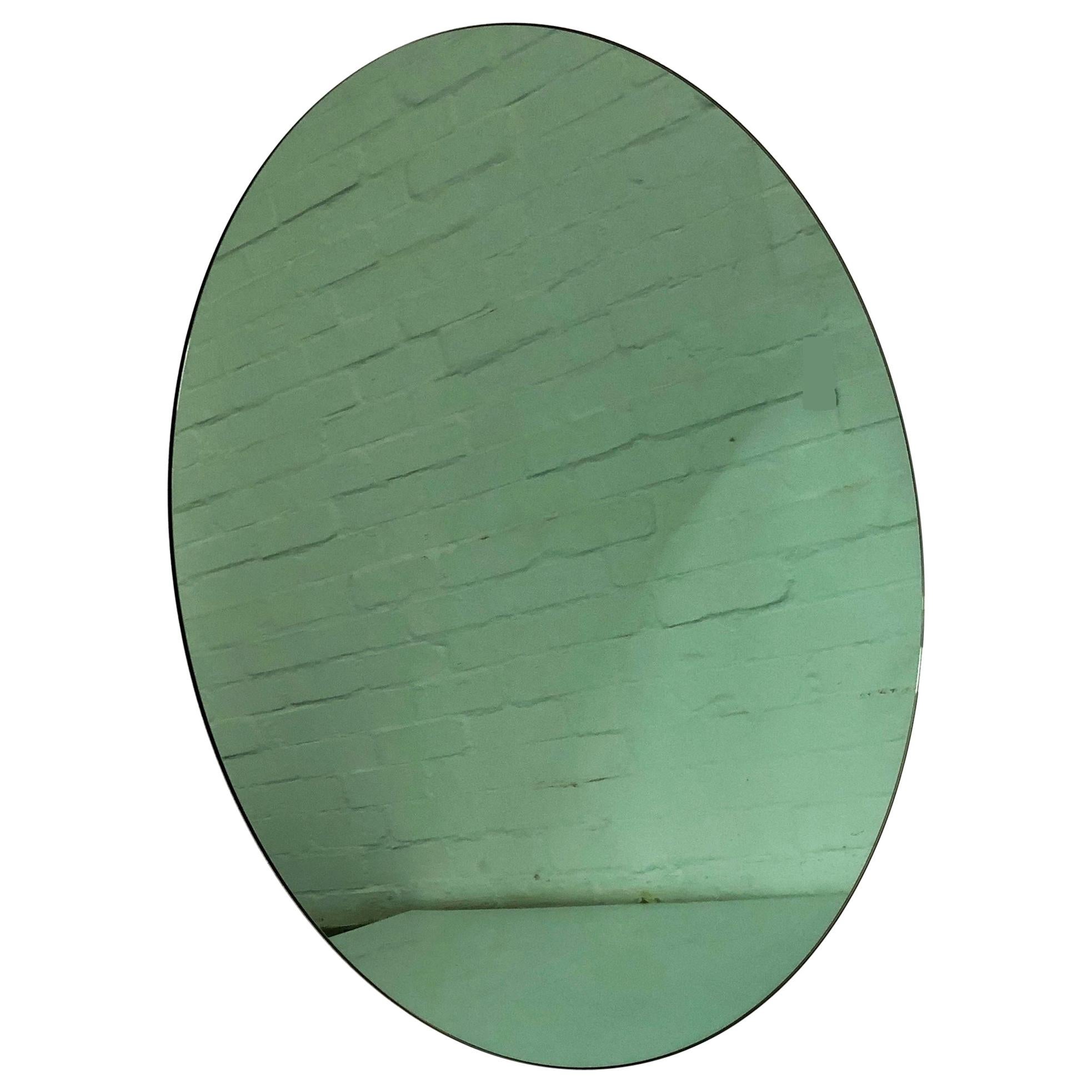 Orbis™ Green Tinted Round Frameless Minimalist Bespoke Mirror - Large