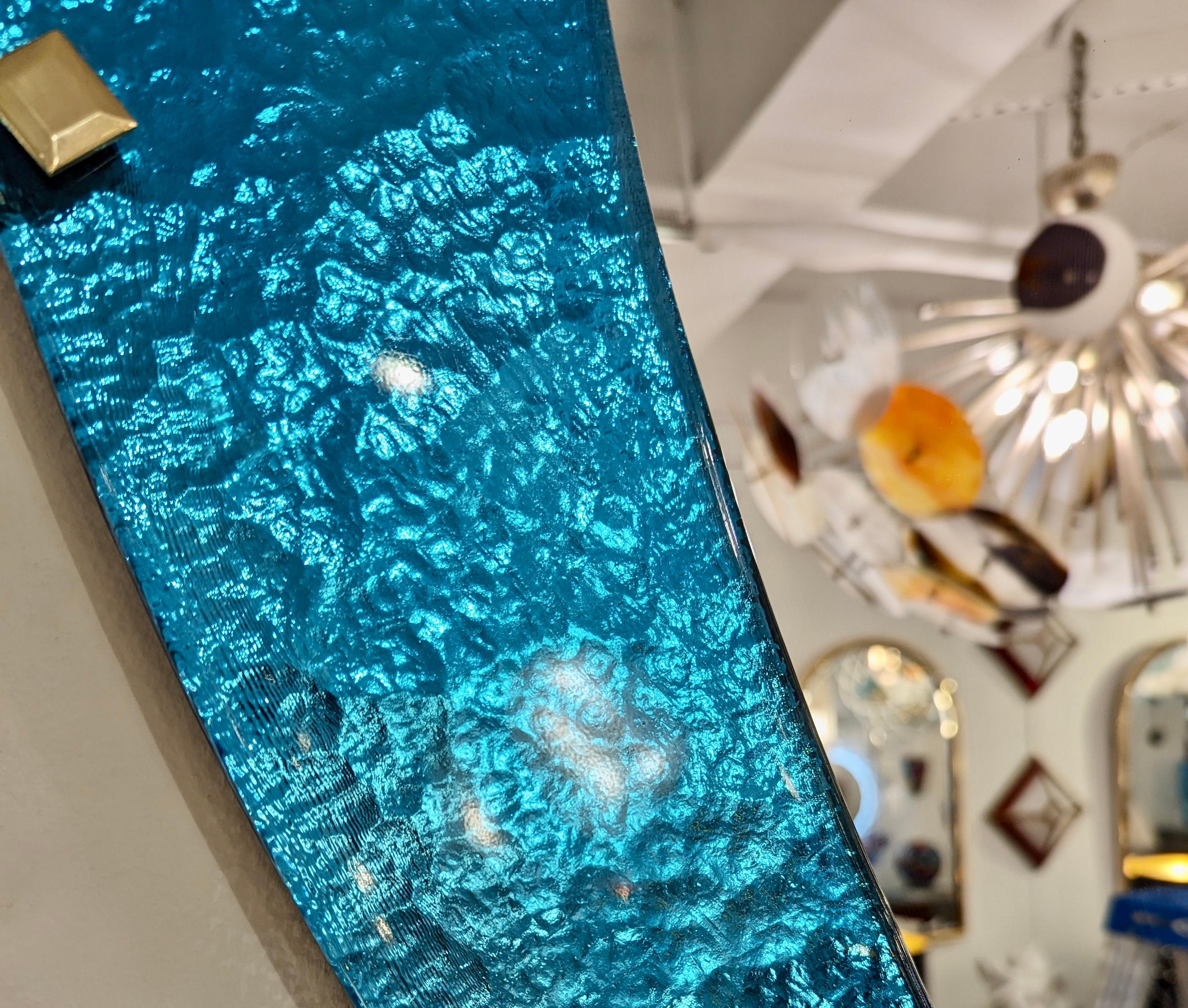 Martelé Miroir en verre de Murano, sur mesure, contemporain, italien, Design/One, or et turquoise en vente