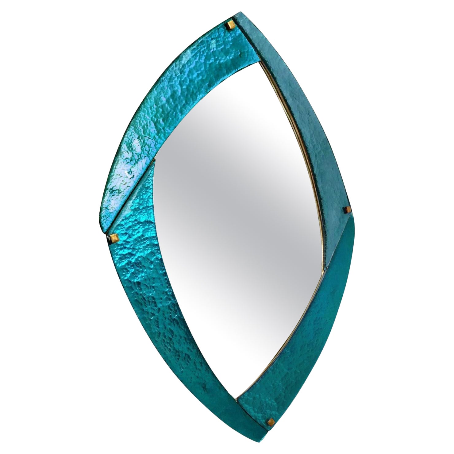Specchio in vetro di Murano su misura di design italiano contemporaneo Memphis Oro Turchese