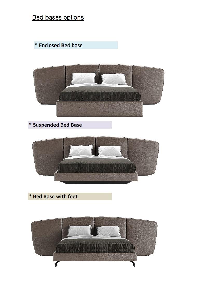 Portuguese Bespoke Contemporary King Size Bed With Curved Headboard & Floating Base For Sale