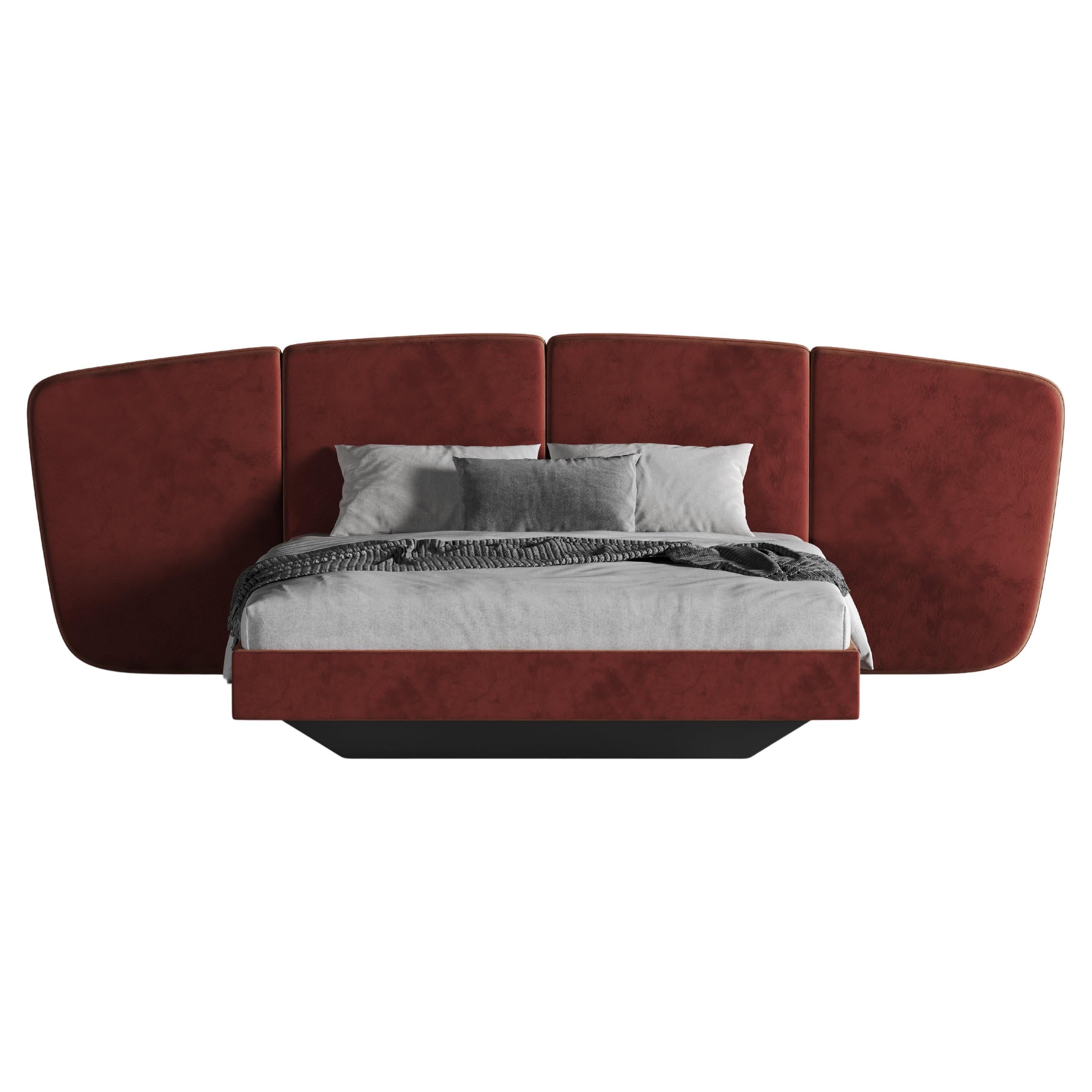 Cama King Size Contemporánea A Medida Con Cabecero Curvo Y Base Flotante
