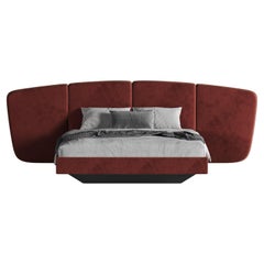 Cama King Size Contemporánea A Medida Con Cabecero Curvo Y Base Flotante