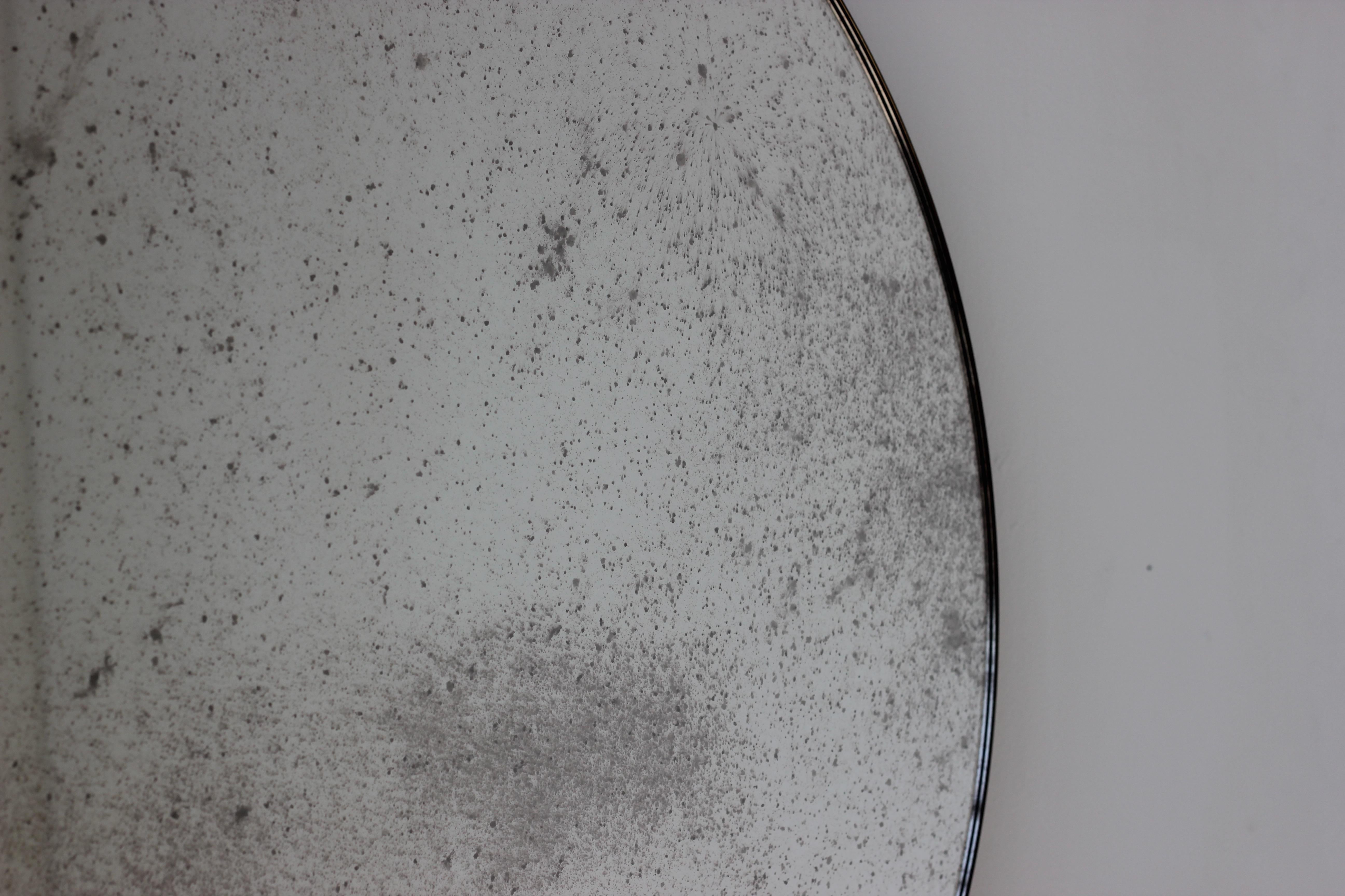 Orbis Round Contemporary Mirror with Bronze Patina Frame, Large In New Condition For Sale In London, GB