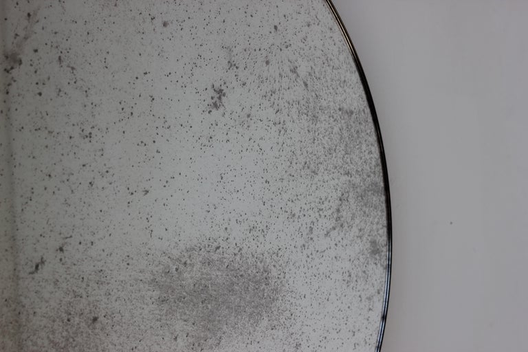 Organic Modern Orbis Round Customisable Modernist Mirror with Bronze Patina Frame - Large For Sale