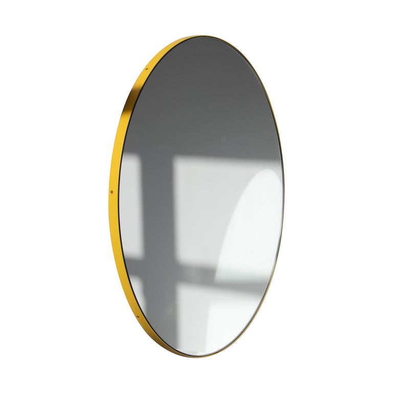 Orbis Black Tinted Round Minimalist Mirror with Black Frame
