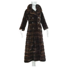 Manteau de vison de ranch à longueur convertible sur mesure Brown-Black Horizontal - S, 1971
