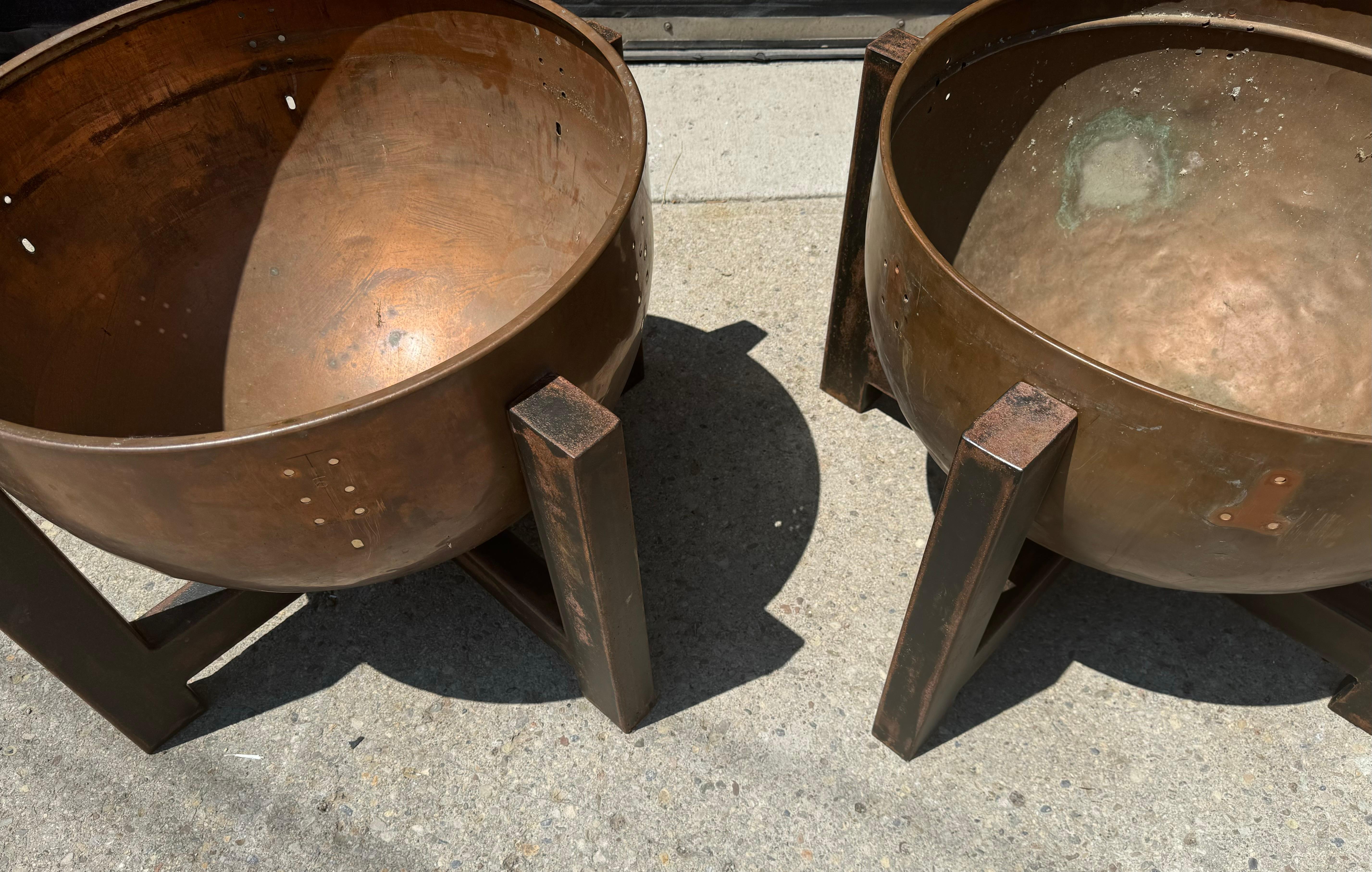 Bespoke Copper and Steel Arts and Crafts style Planters/ jardiniere / fire pit For Sale 4