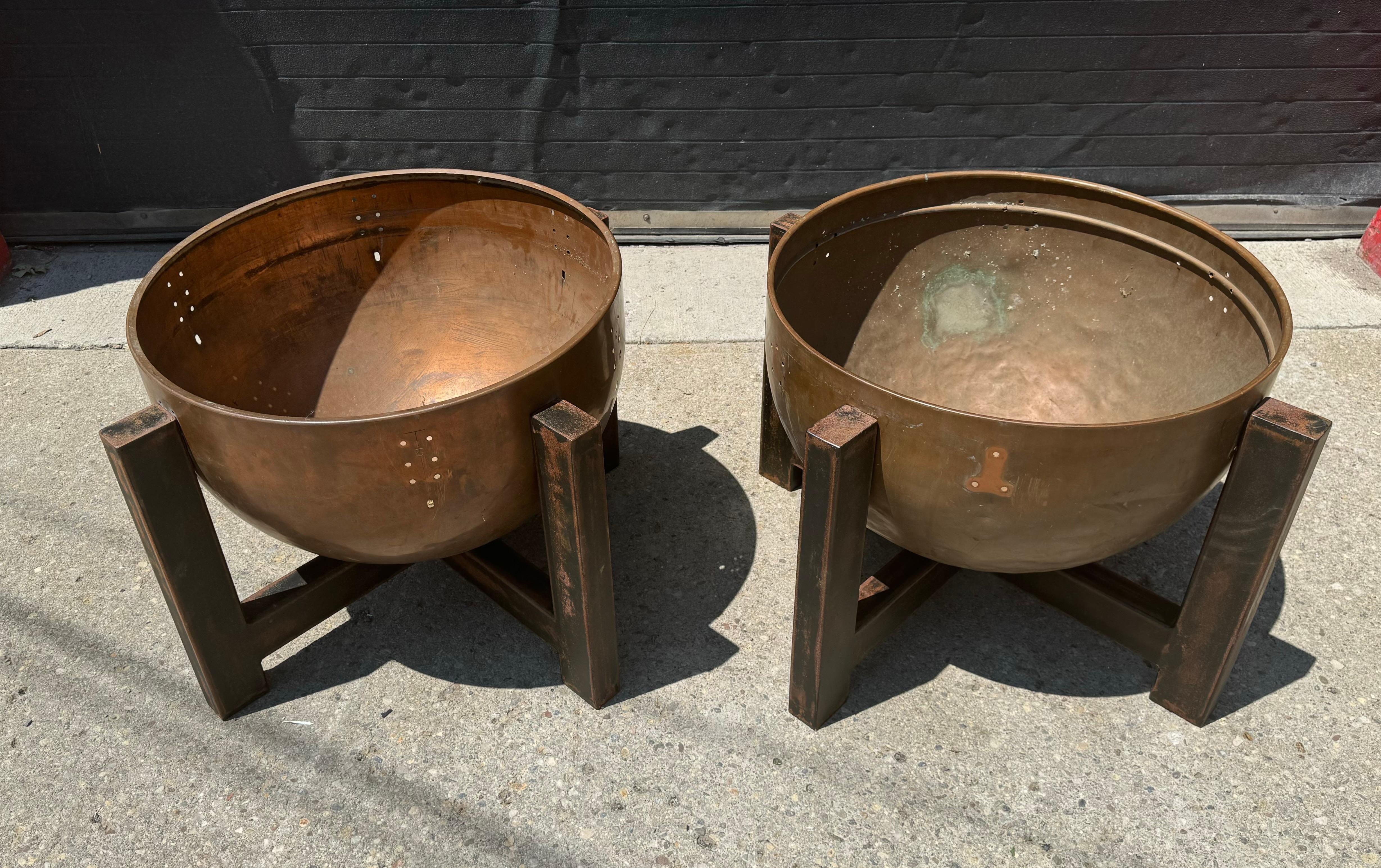 Bespoke Copper and Steel Arts and Crafts style Planters/ jardiniere / fire pit For Sale 5