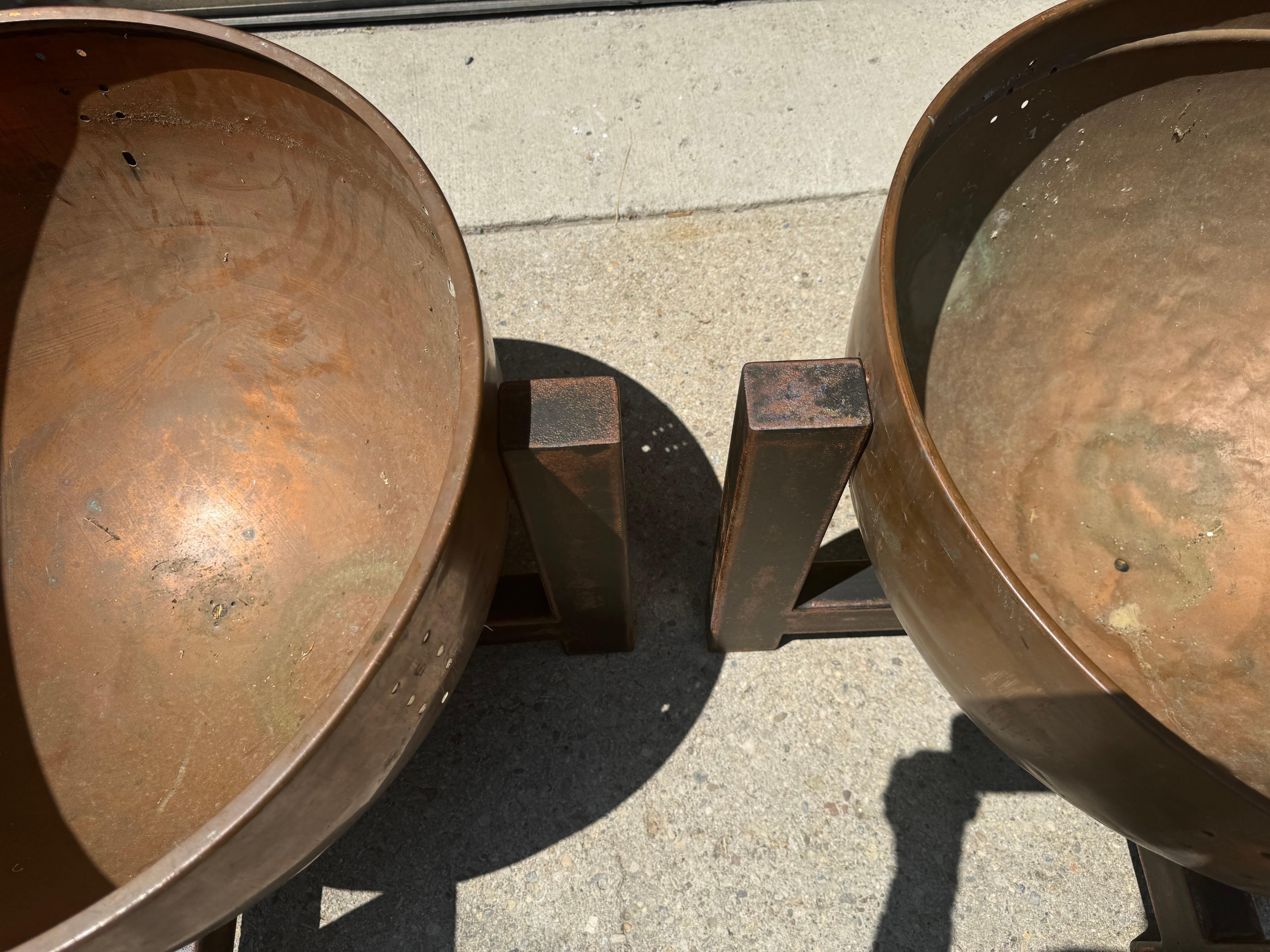 Welded Bespoke Copper and Steel Arts and Crafts style Planters/ jardiniere / fire pit For Sale