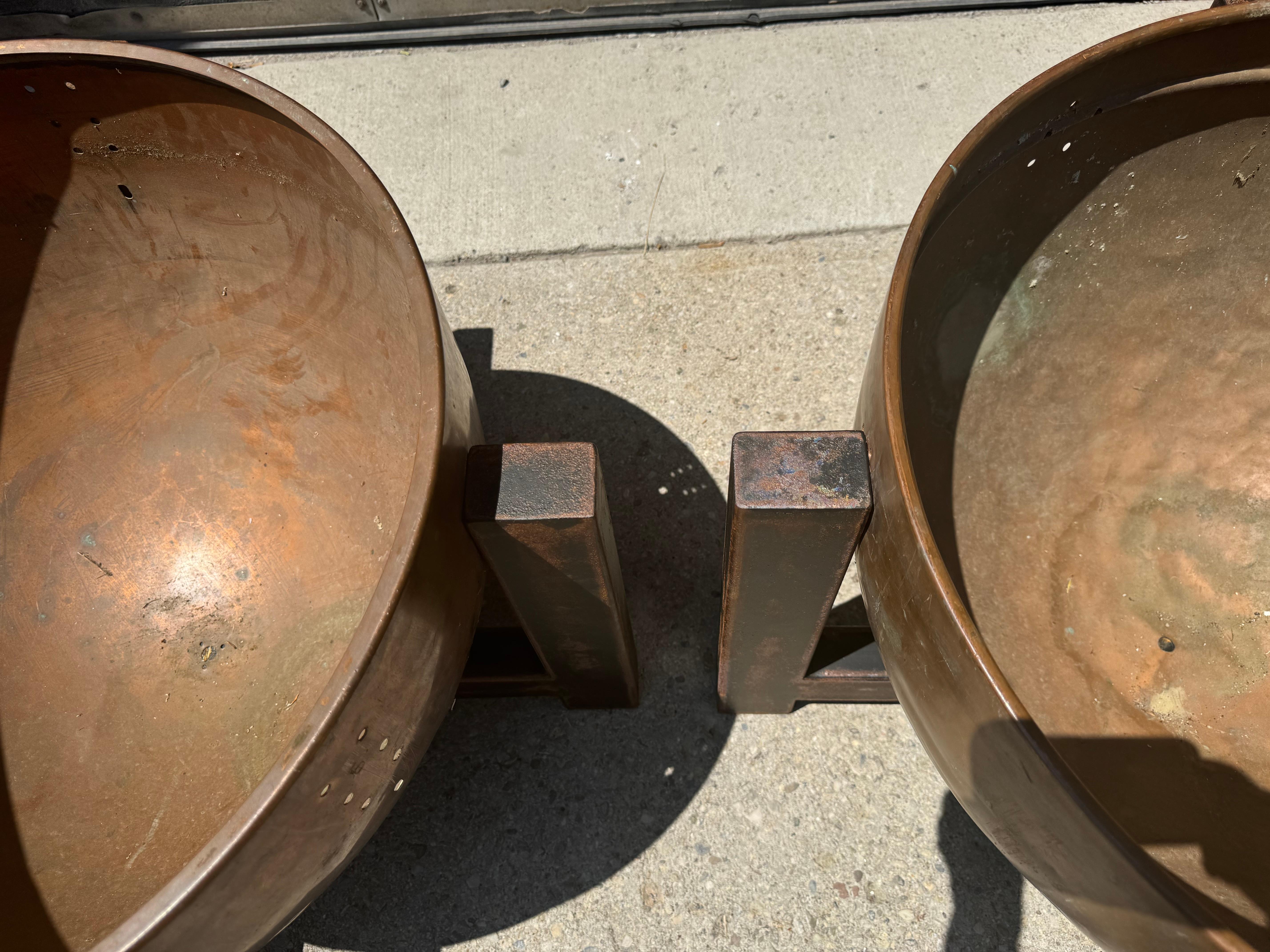 Contemporary Bespoke Copper and Steel Arts and Crafts style Planters/ jardiniere / fire pit For Sale