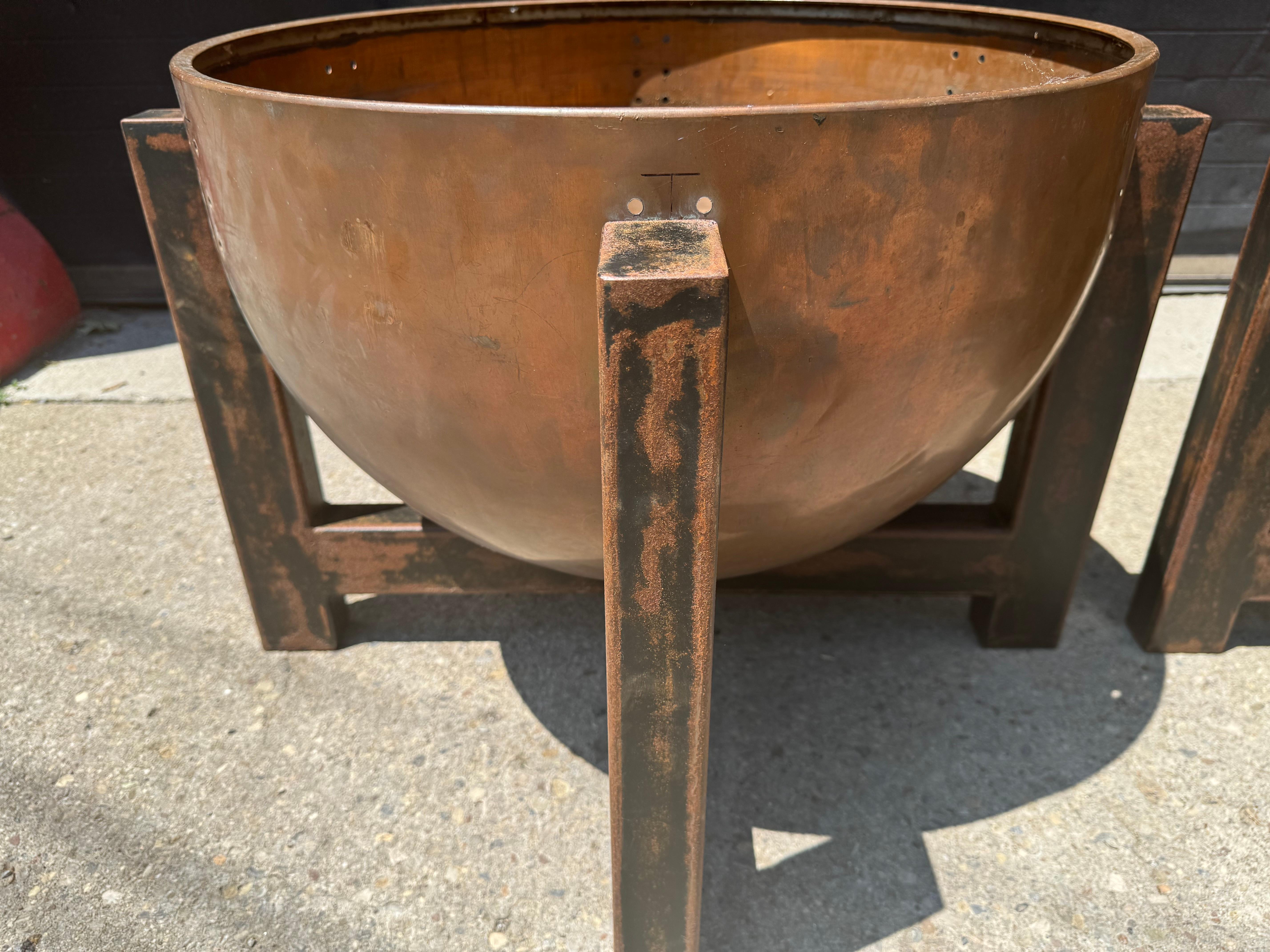 Bespoke Copper and Steel Arts and Crafts style Planters/ jardiniere / fire pit For Sale 1