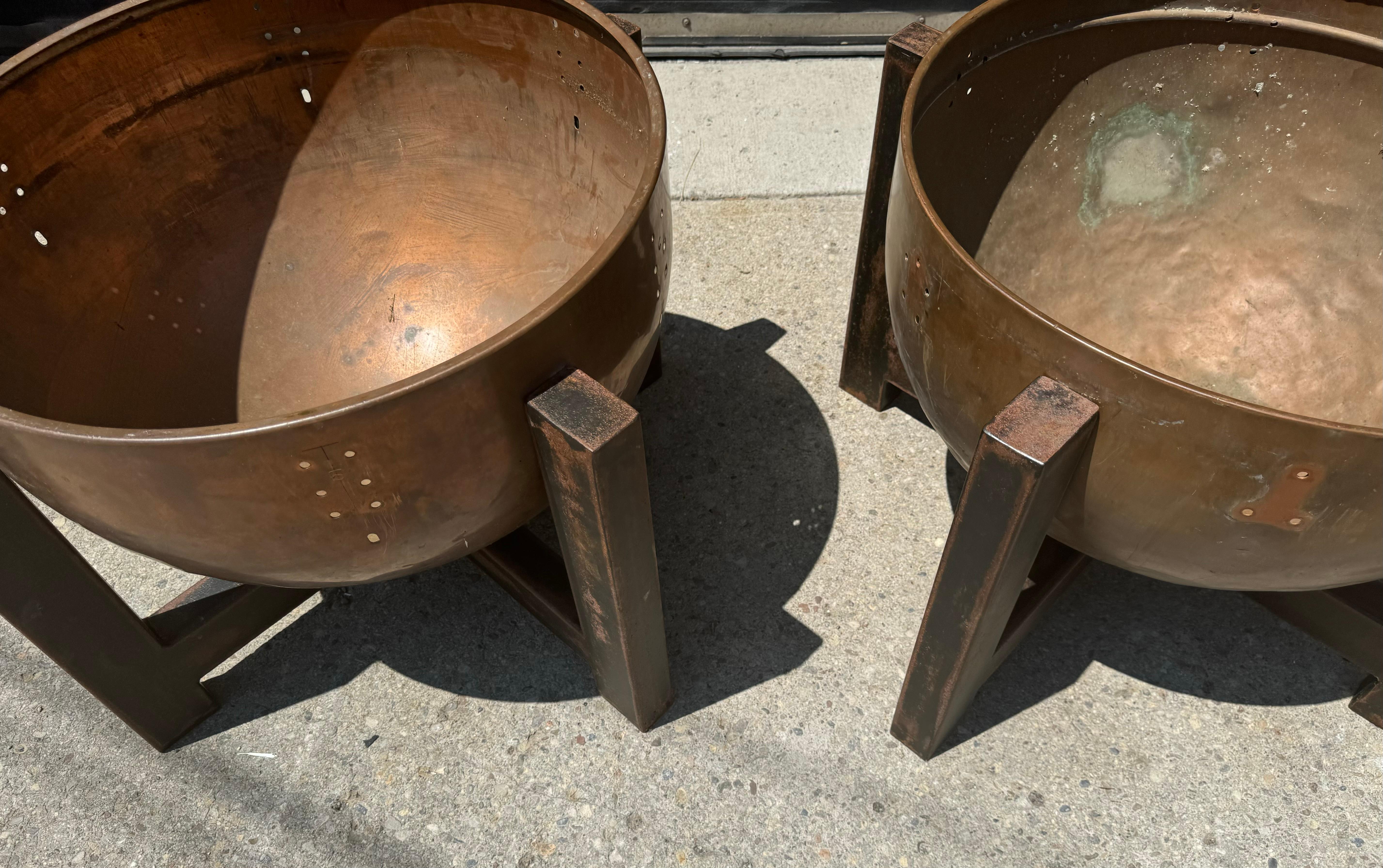 Bespoke Copper and Steel Arts and Crafts style Planters/ jardiniere / fire pit For Sale 3
