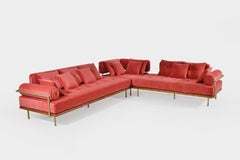 Bespoke Corner Sofa Reclaimed Hardwood & Brass Frame by P. Tendercool (Indoor)