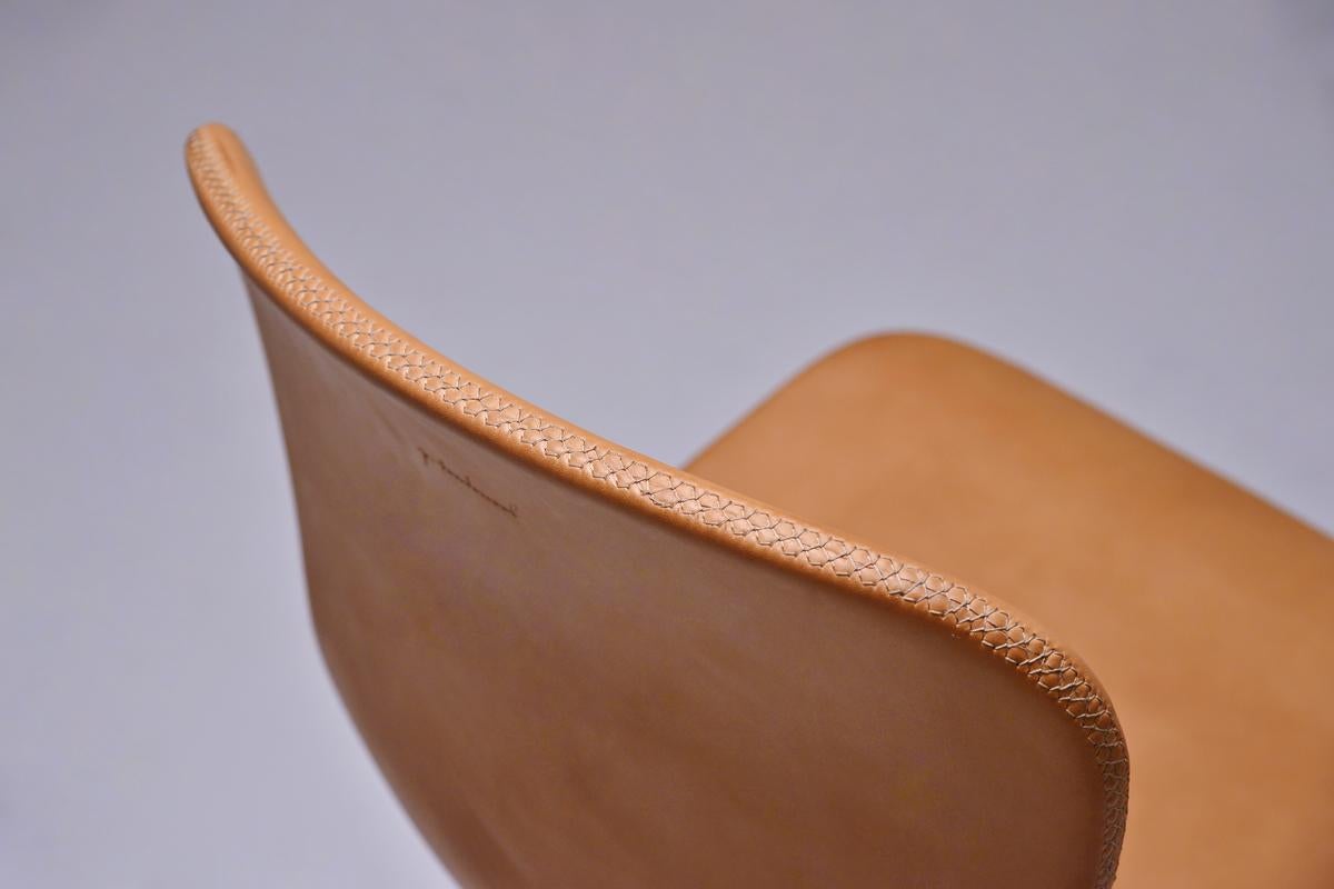Contemporary Bespoke Counter-Height Chairs, Solid Brass and Leather by P. Tendercool For Sale