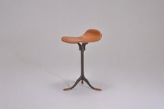 Bespoke Counter-Height Swivel Stool, Leather and Brass by P. Tendercool