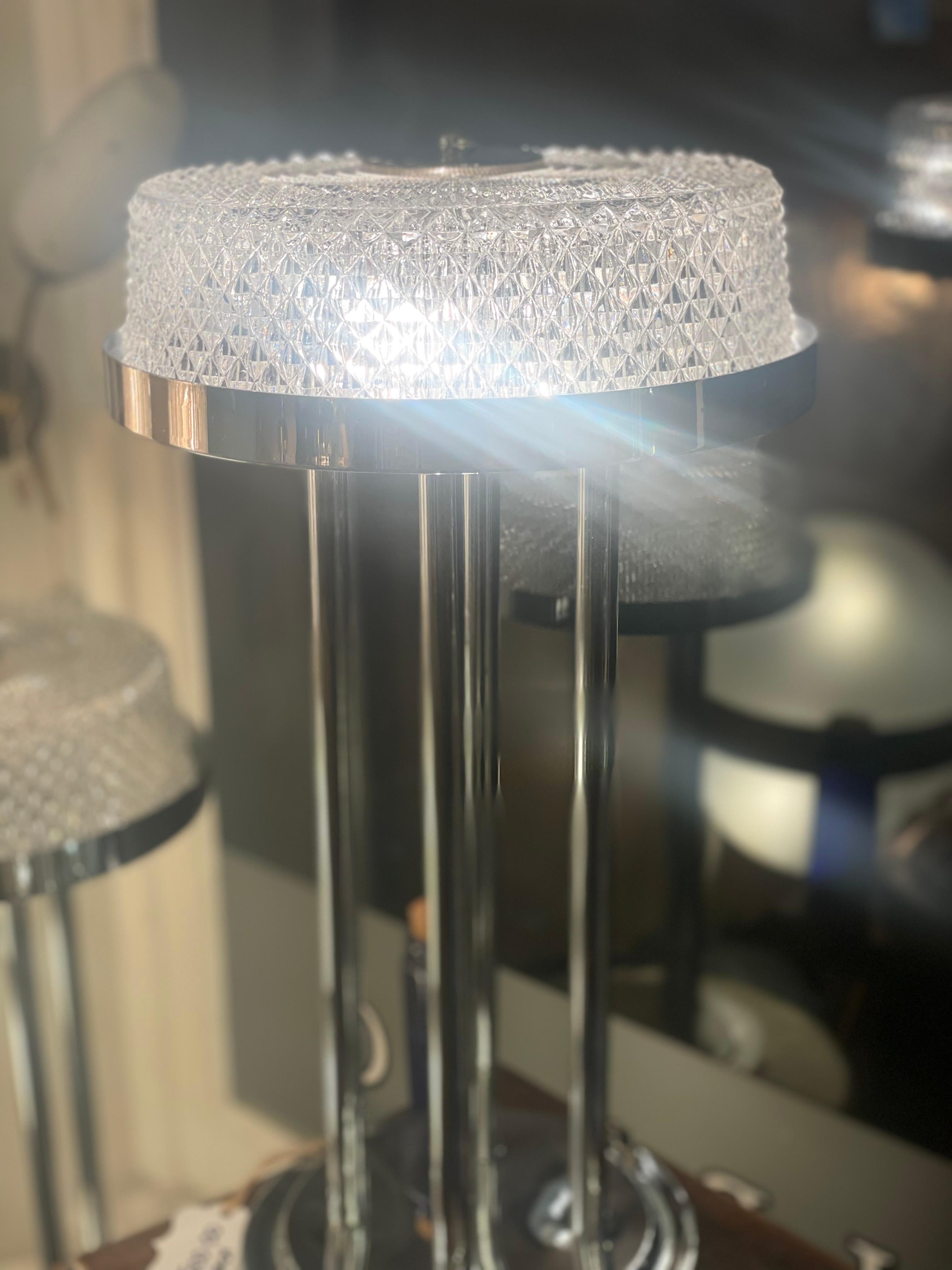 Handmade Crystal & Chrome Table Lamps For Sale 2