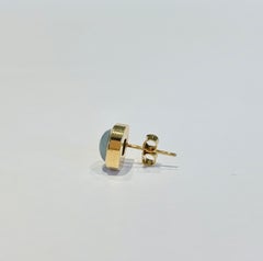 Bespoke Cushion Cut Cabochon Aquamarine Bezel Earrings in 18 Carat Yellow Gold