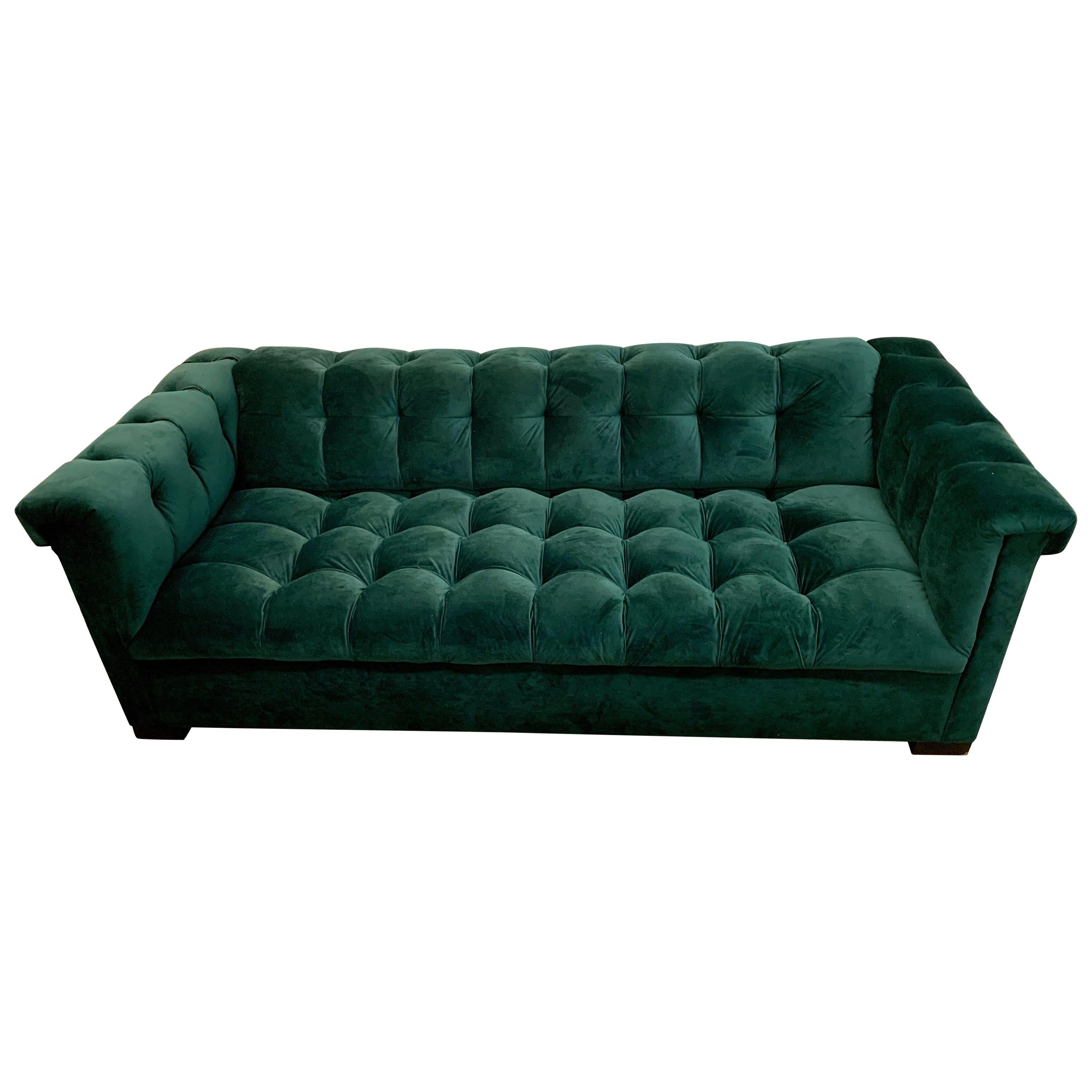 Bespoke Custom British Racing Green Velvet Chesterfield Tufted Sofa