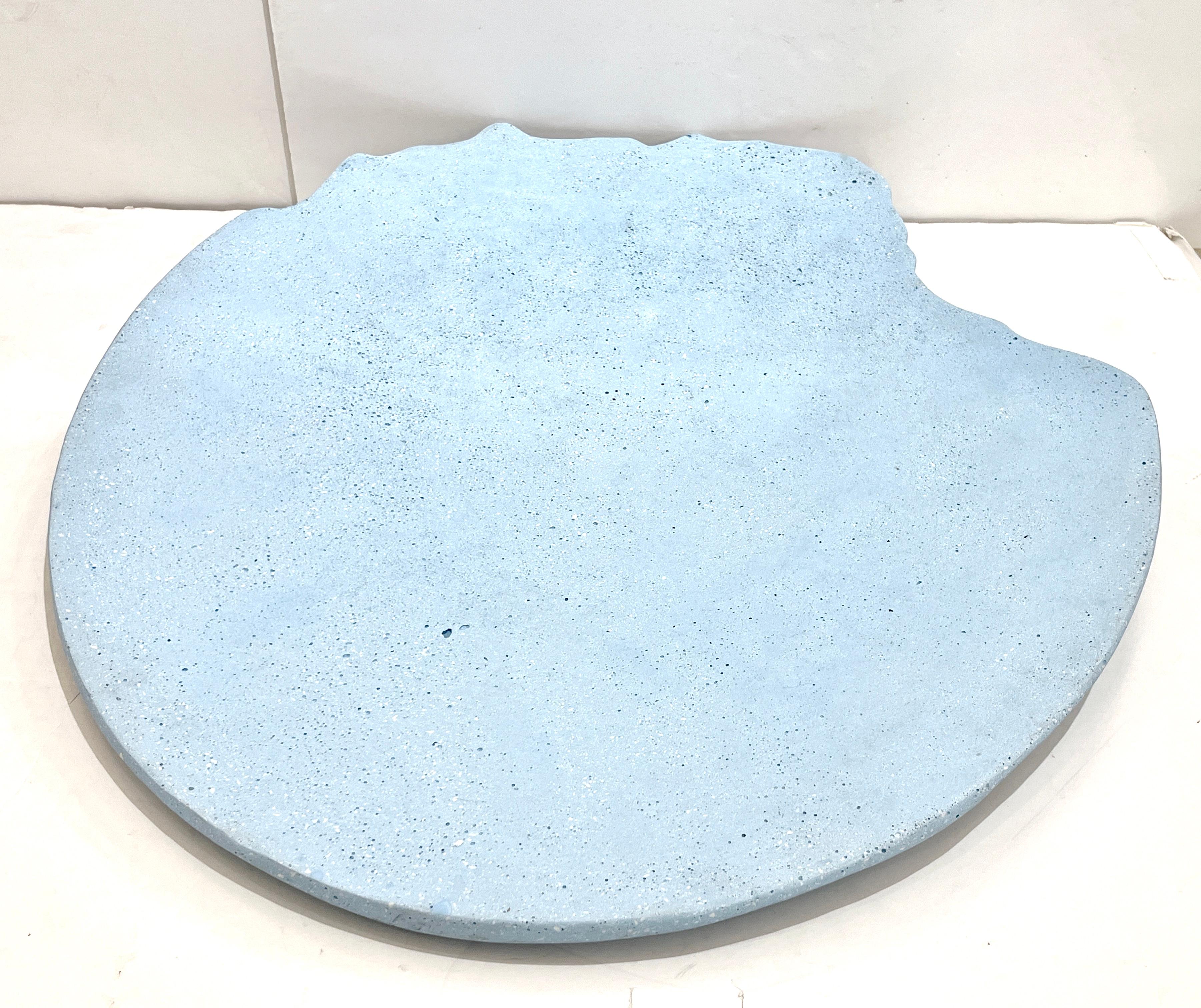 Minimalist Bespoke Customizable Italian Light Blue Recycled Resin Bowl Centerpiece/Wall Art For Sale
