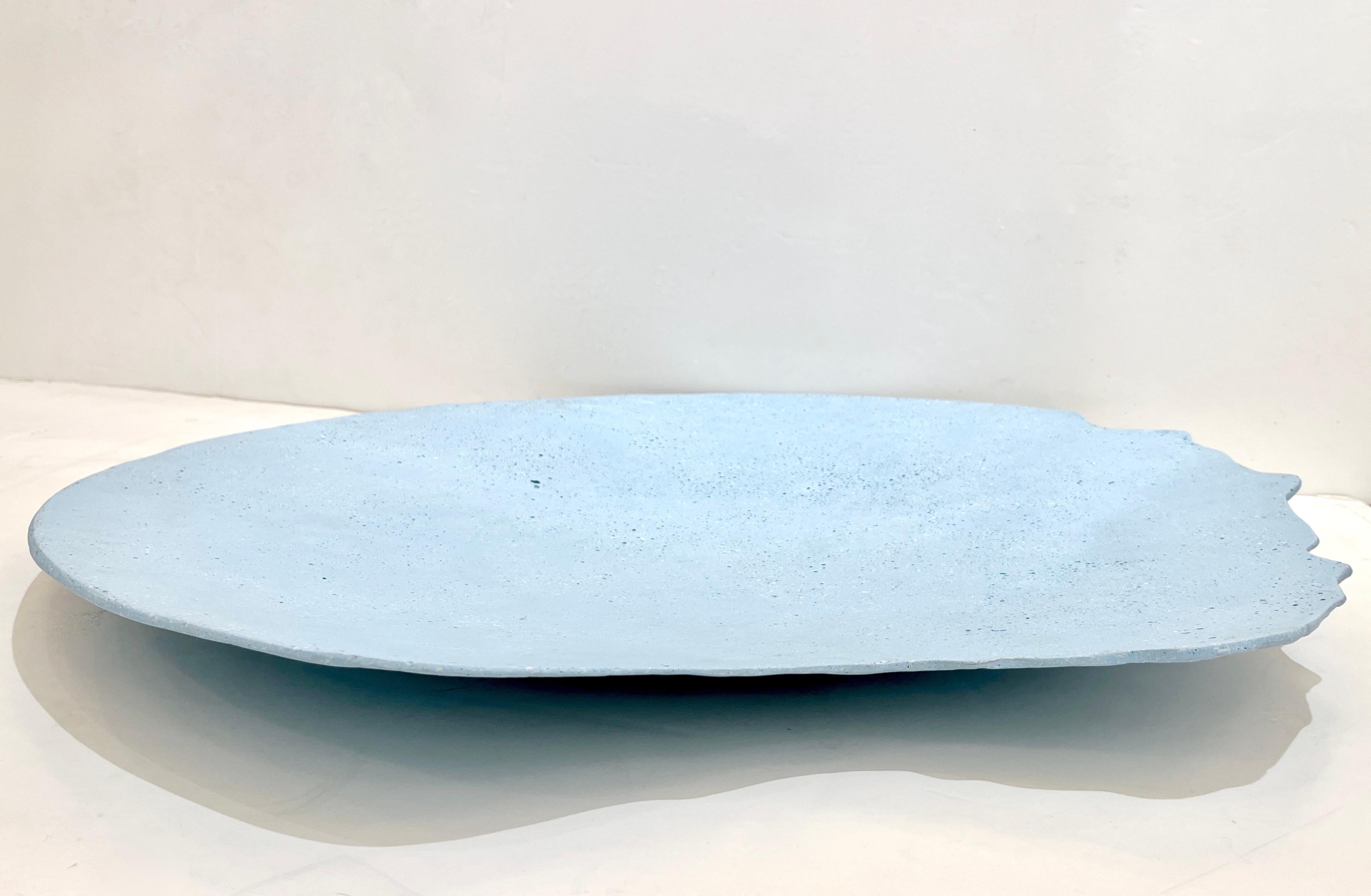 Bespoke Customizable Italian Light Blue Recycled Resin Bowl Centerpiece/Wall Art For Sale 2