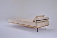 Bespoke Daybed, Brushed Brass and Bleached Hardwood Frames by P. Tendercool