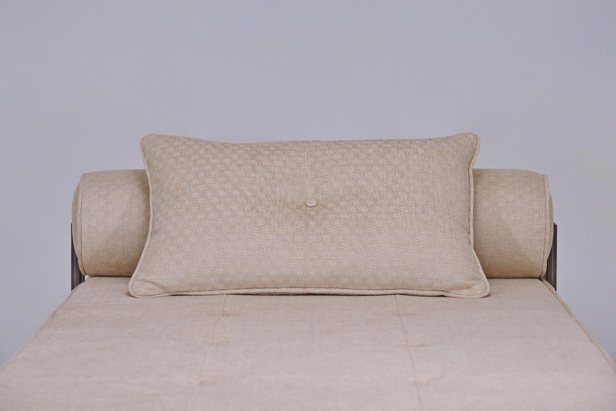 Mid-Century Modern Bespoke Daybed, Brushed Brass and Bleached Hardwood Frames by P. Tendercool For Sale