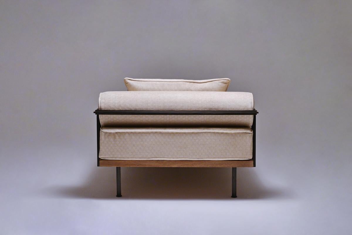 Contemporary Bespoke Daybed, Brushed Brass and Bleached Hardwood Frames by P. Tendercool For Sale