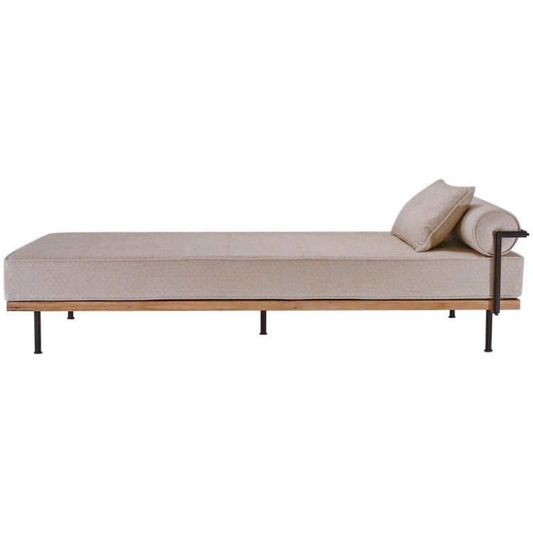 Bespoke Daybed, Reclaimed Hardwood and Brushed Brass Frames by P