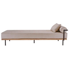 Bespoke Daybed, Reclaimed Hardwood and Brushed Brass Frames by P. Tendercool
