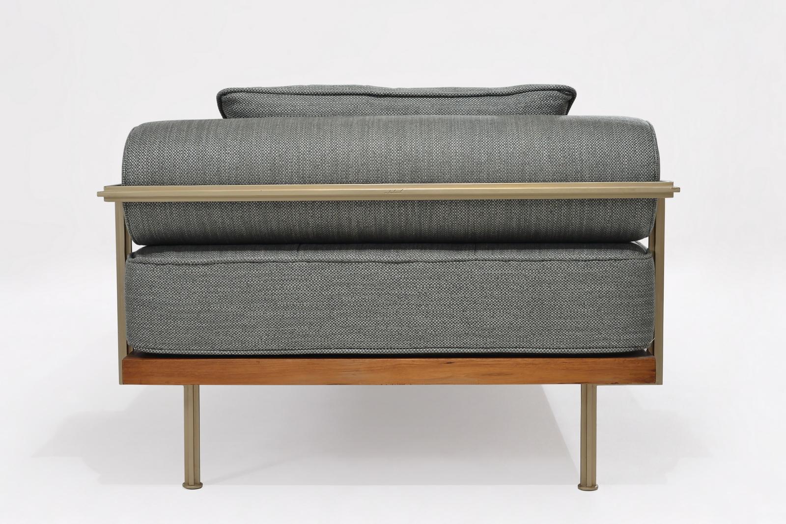 Brushed Bespoke Daybed Reclaimed Hardwood & Brass Frame by P. Tendercool (Indoor) For Sale