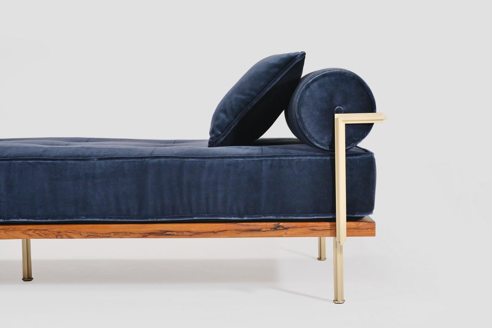 Contemporary Bespoke Daybed Bleached Hardwood & Brass Frame, by P. Tendercool (Indoor) For Sale